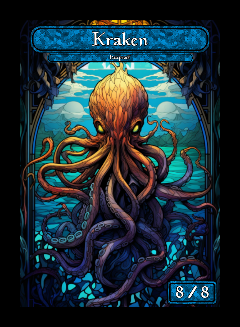 Kraken Stained Glass Token