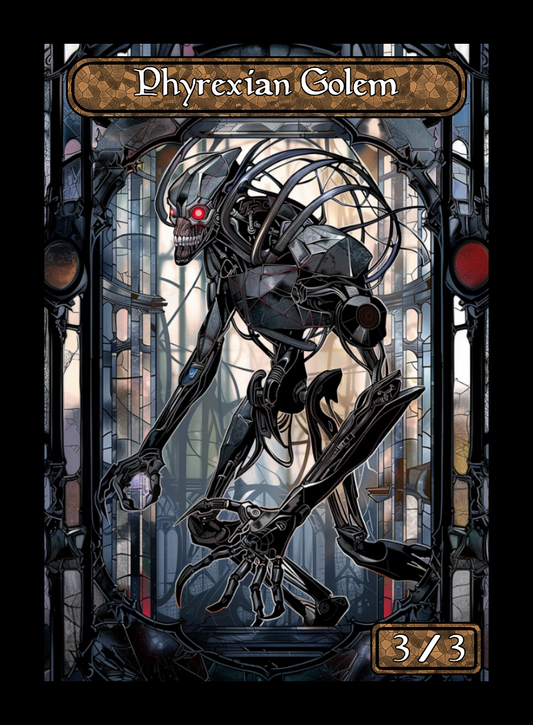 Phrexian Golem Stained Glass Token