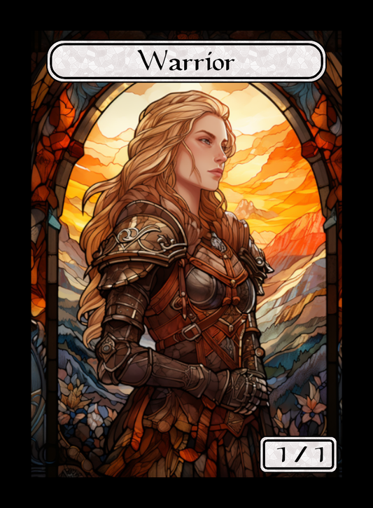 Elf Warrior Stained Glass Token