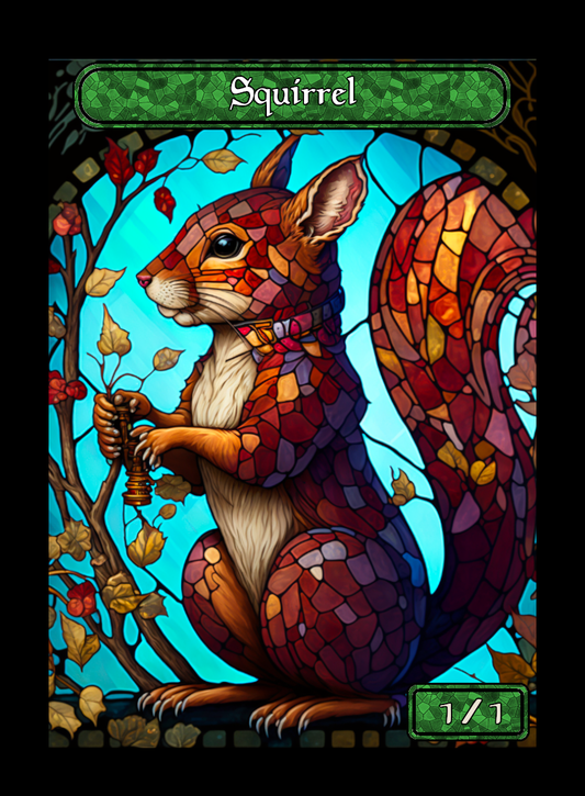 Squirrel Stained Glass Token