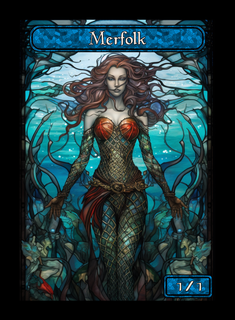 Merfolk Stained Glass Token