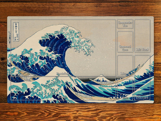 Under The Wave Off Kanagawa 14" X 24" Playmat With Magic Zone Layout For Edh And Commander