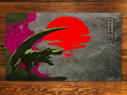 T-Rex Sunset 14" X 24" Playmat For Ccg, Rpg, Tabletop, And Tcg Card Games with Magic Zone layout option for EDH and Commander