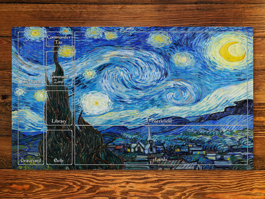 Vincent Van Gogh Starry Night 14x24 Playmat With Magic Zone Layout For Edh And Commander