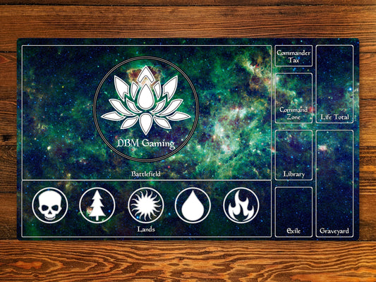 Magic Zone Layout 14" X 24" Playmat For Edh And Commander With The Milky Way Galaxy Background