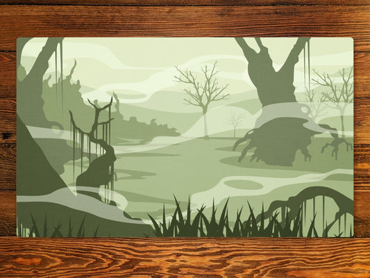 Swamp 14" X 24" Playmat For Edh, Commander, And Other Tcg Game With Magic Zone Layout