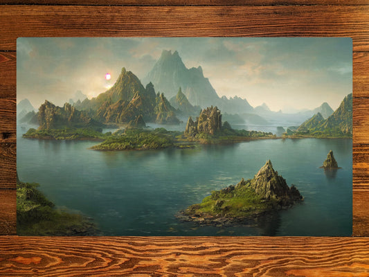 Island 14" X 24" Playmat For Card, Ccg, And Tabletop Games With Magic Edh Zone Layout Option For Commander