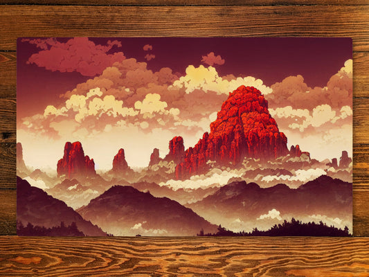 Anime Mountain 14" X 24" Playmat For Card, Ccg, And Tabletop Games With Magic Edh Zone Layout Option For Commander