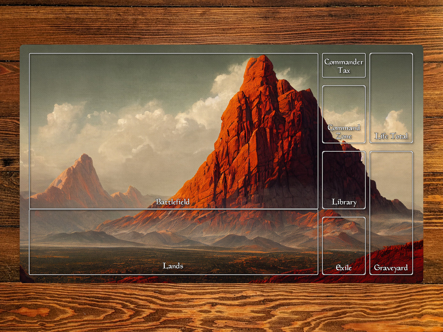 Mountain 14" X 24" Playmat For Card, Ccg, And Tabletop Games With Magic Edh Zone Layout Option For Commander