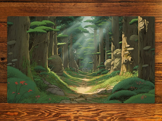 Anime Forest 14" X 24" Playmat For Card, Ccg, And Tabletop Games With Edh Zone Layout Option For Commander and other tcg games