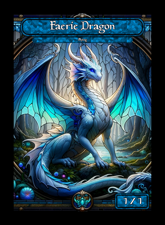 Faerie Dragon Stained Glass Token