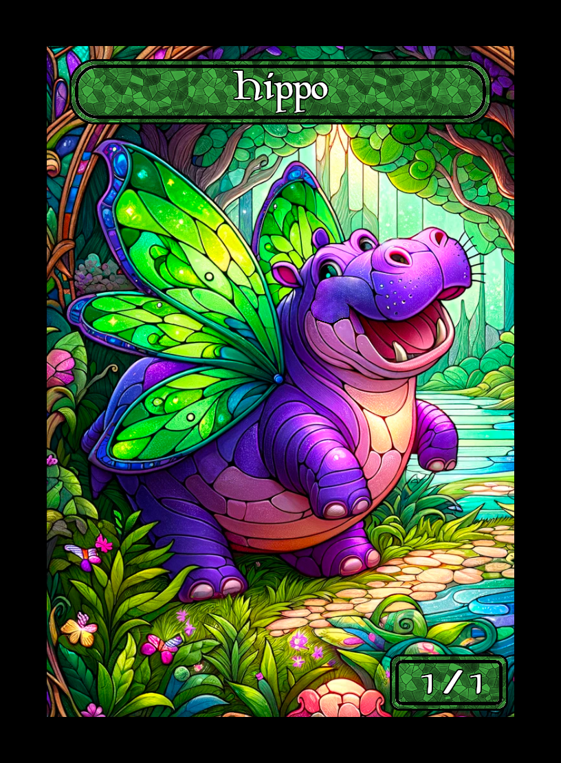 Hippo Stained Glass Token